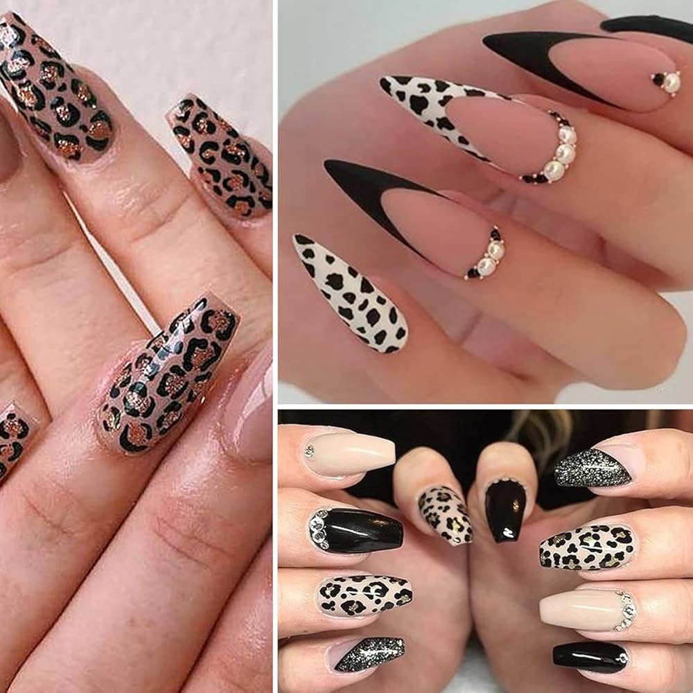 leopard print acrylic nails