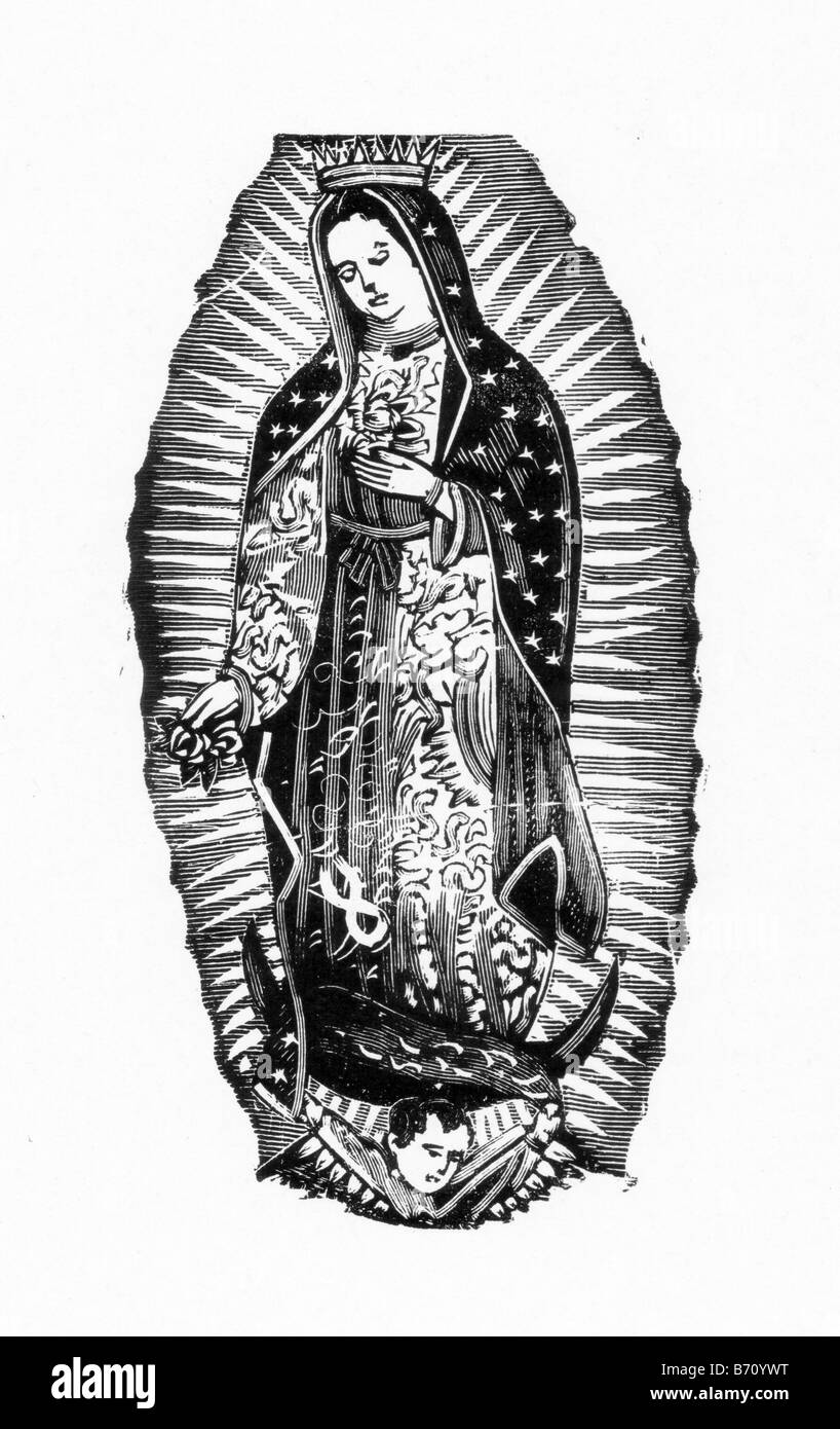 imagen virgen de guadalupe blanco y negro