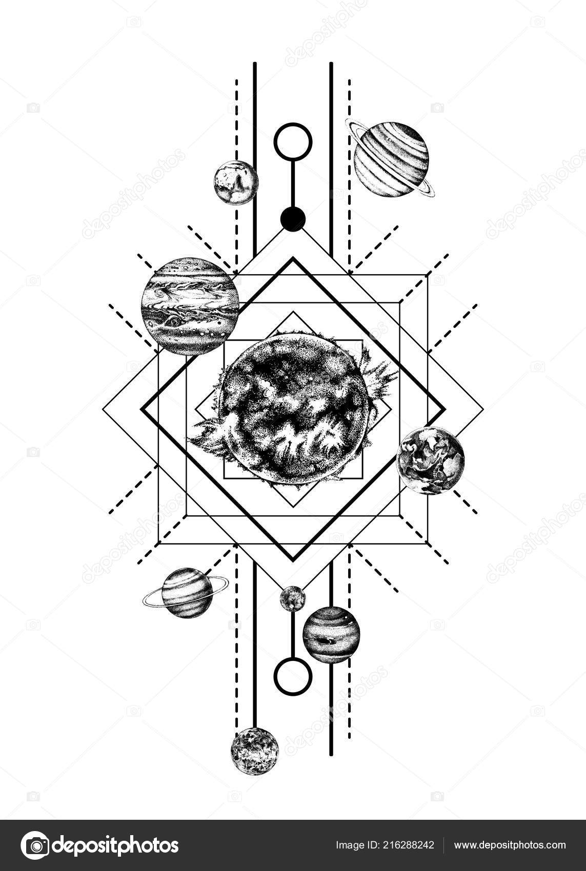 geometric solar system tattoo