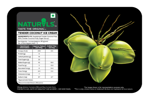 naturals tender coconut ice cream price