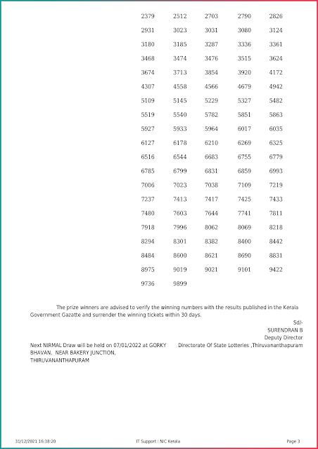 nr 257 lottery result