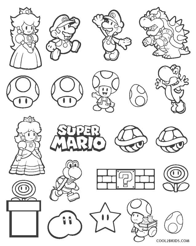 dibujos de mario bros kawaii para colorear