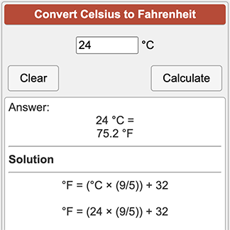 9 degrees c to f