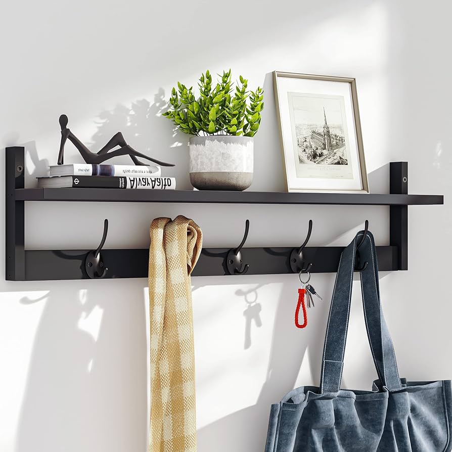 floating shelf with hooks