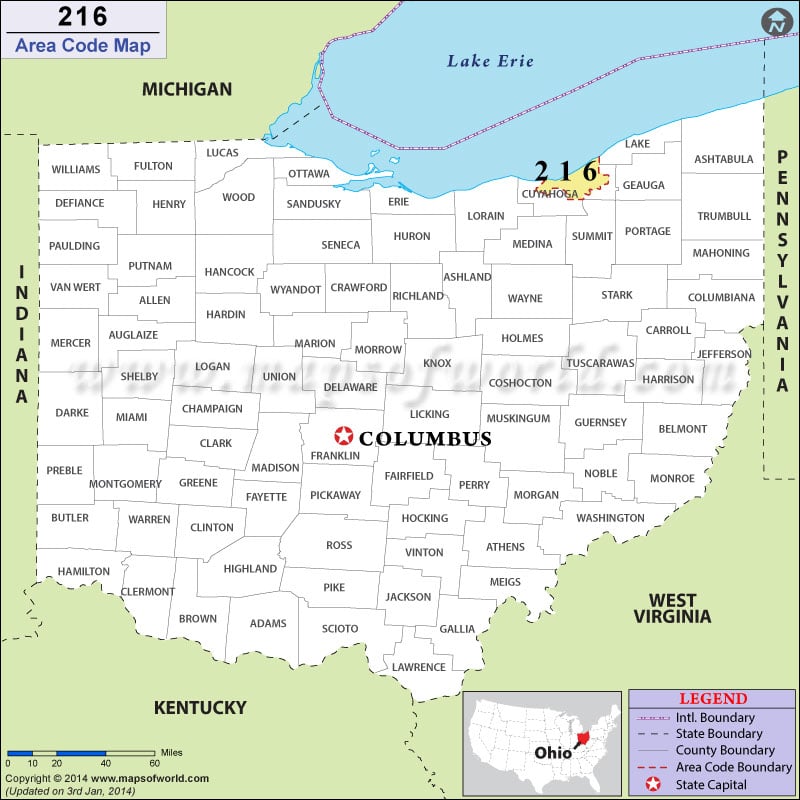 216 area code ohio