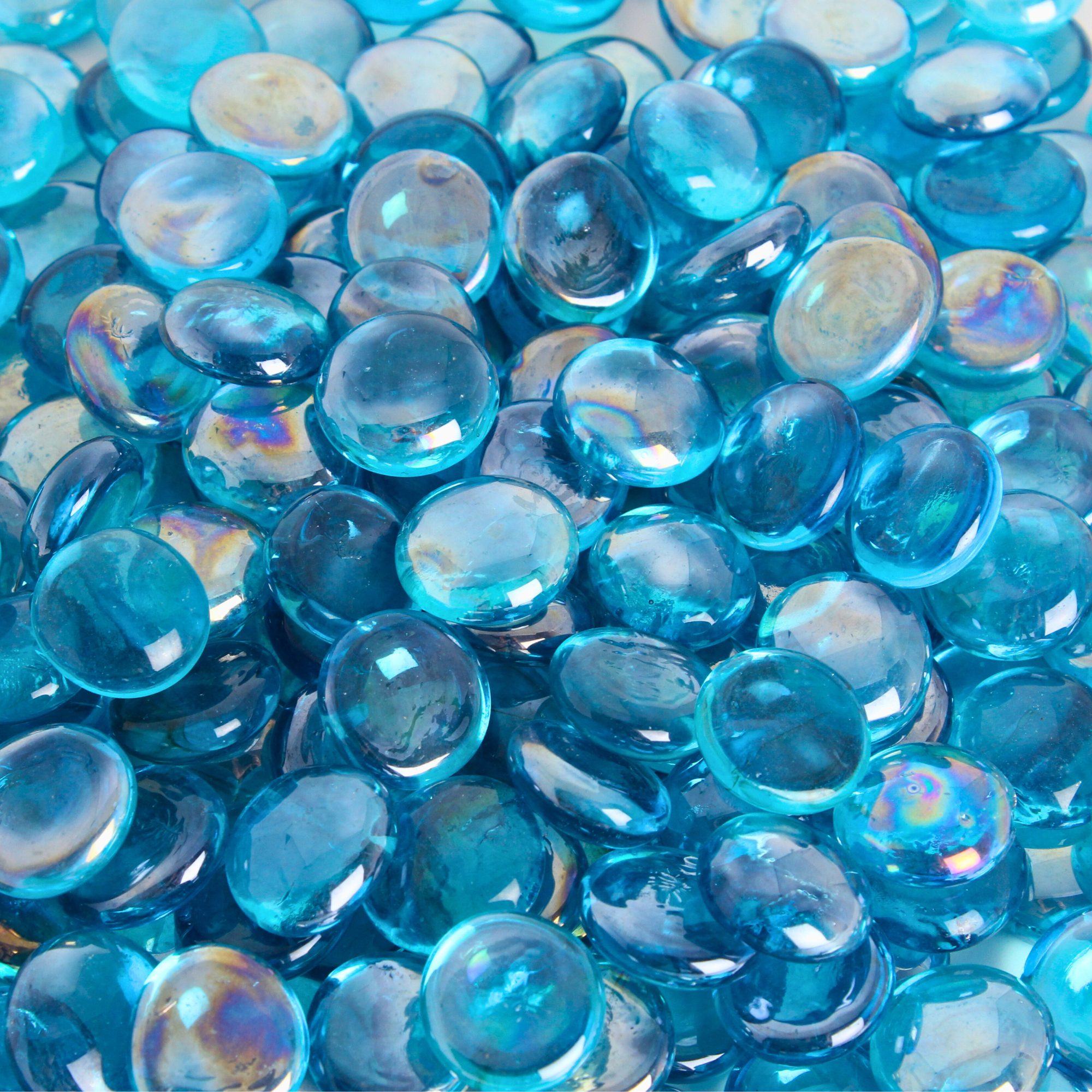 blue glass pebbles