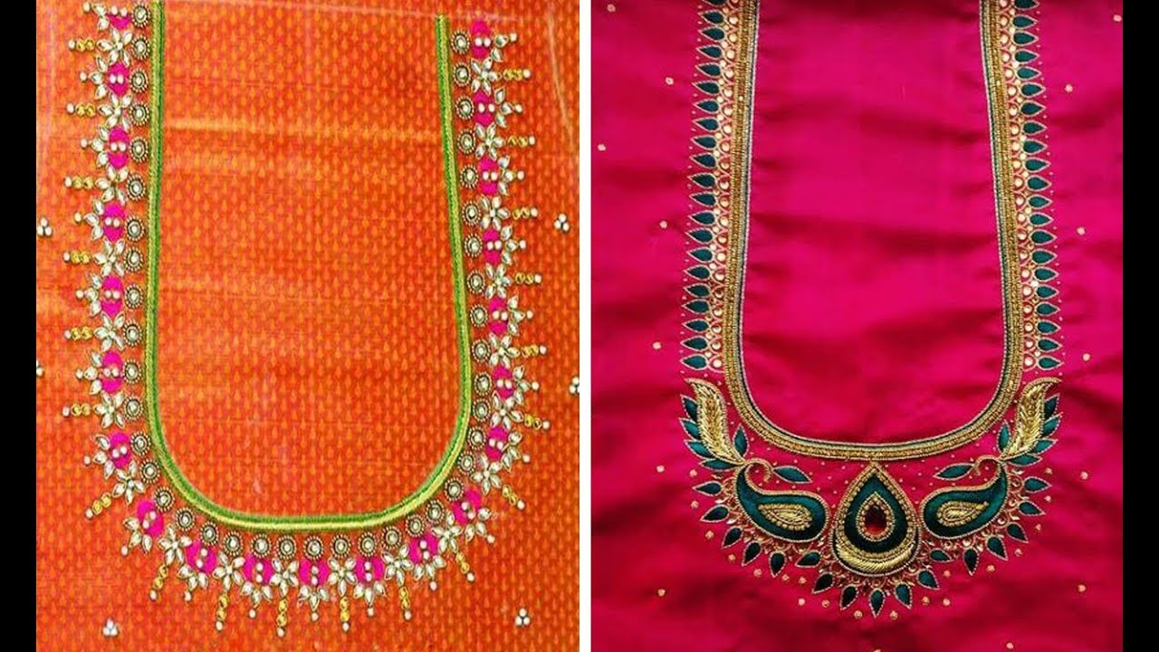 embroidery blouse neck designs