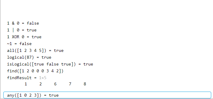 true false matlab