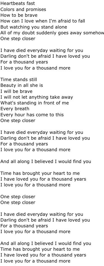 for thousand years lyrics