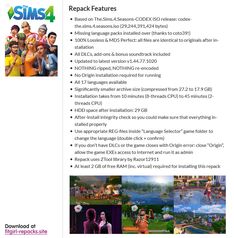 fitgirl sims 4 repack