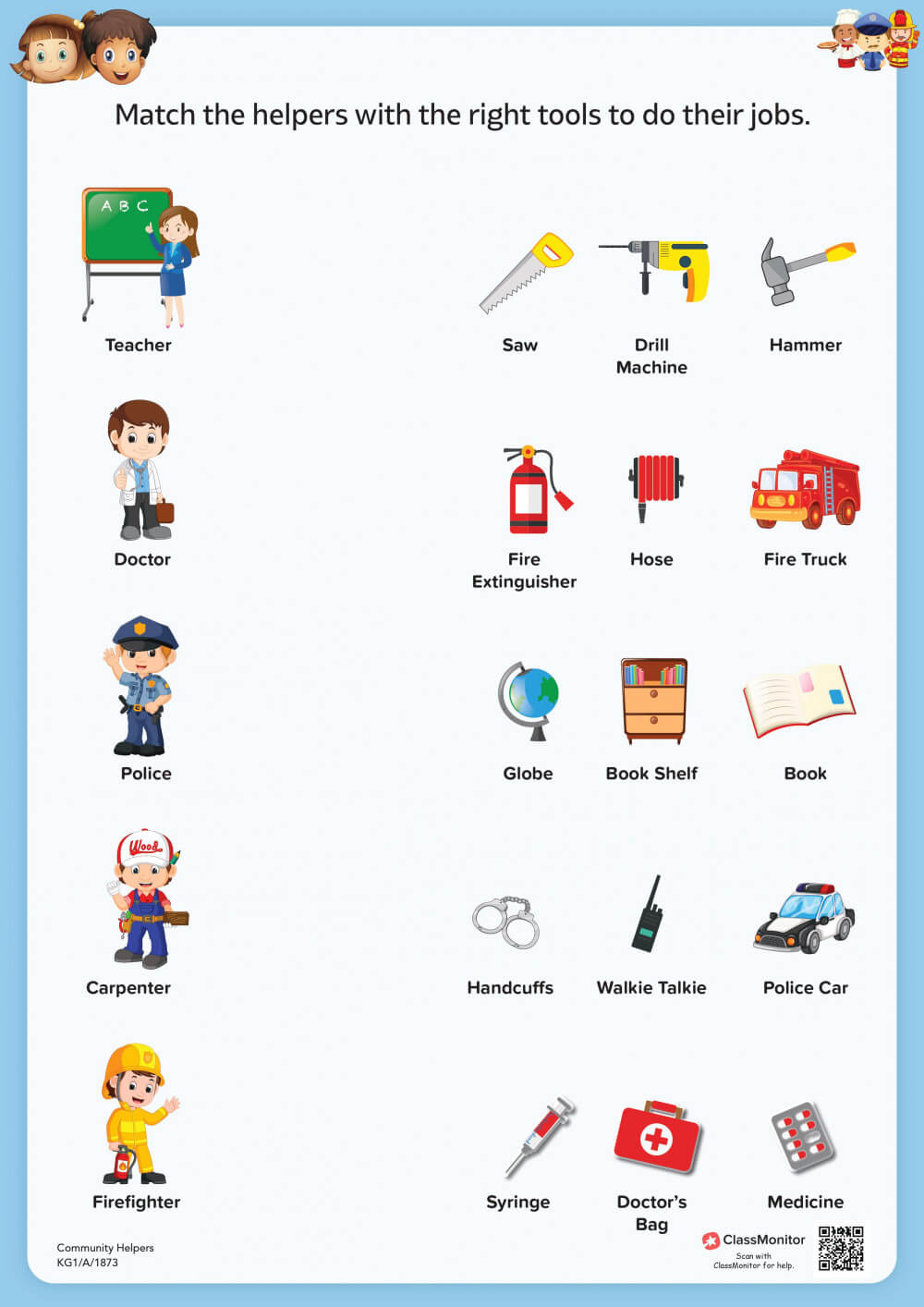 community helpers and their tools worksheets pdf