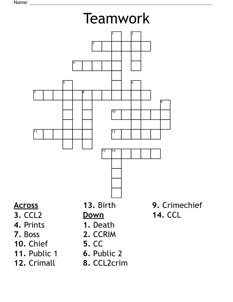 team work crossword clue