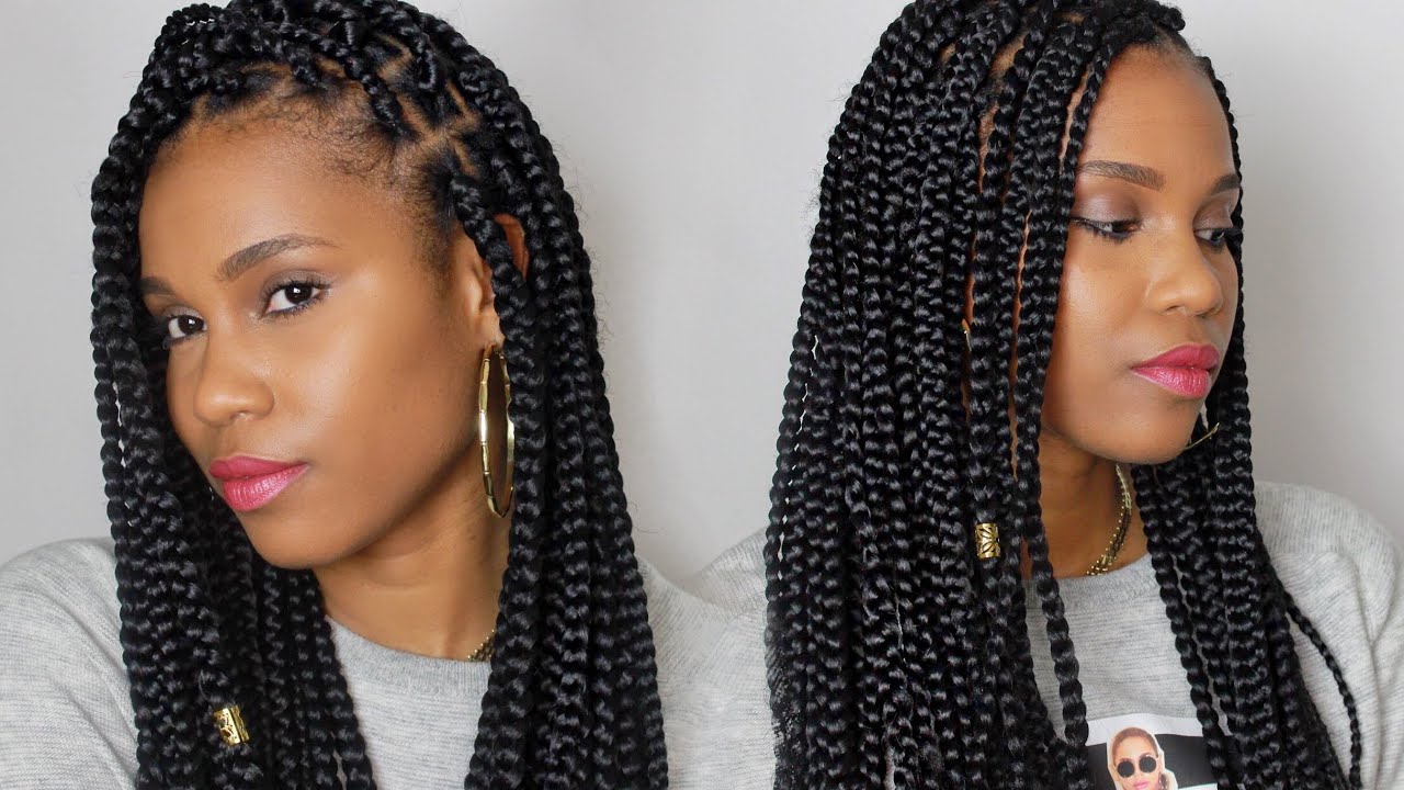 medium sized neat box braids