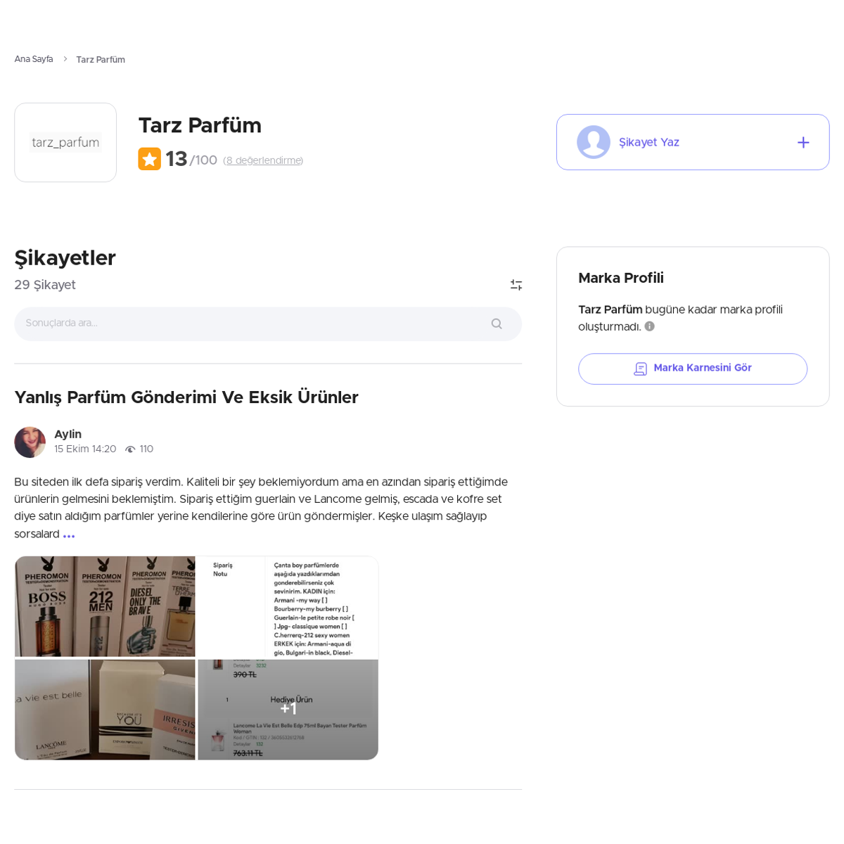 tarz parfüm şikayet