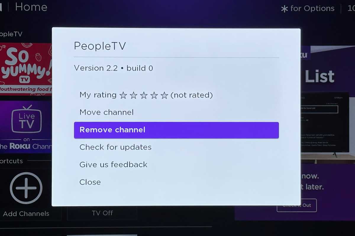 how to delete channels on roku