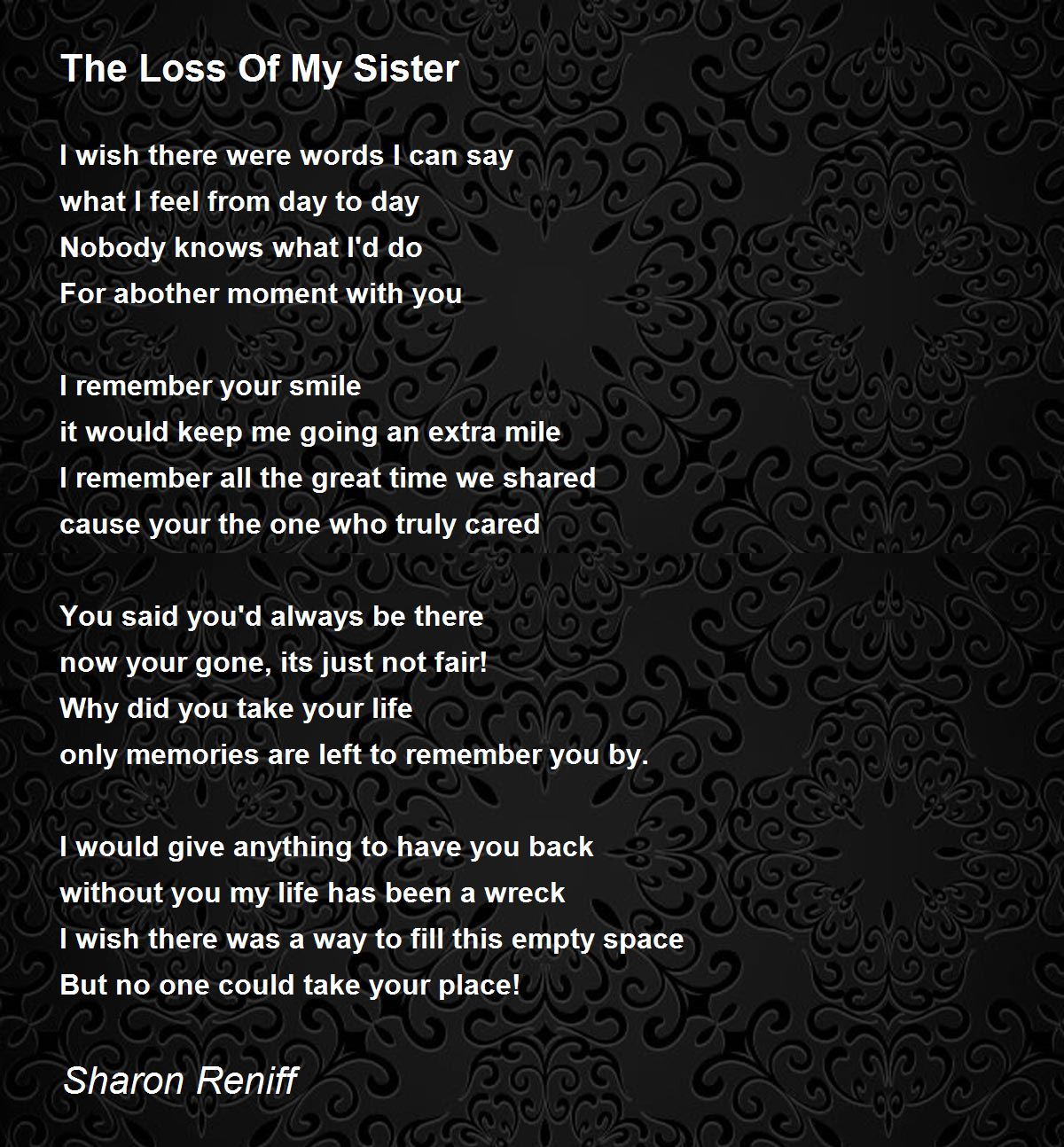 poems for a sister who died