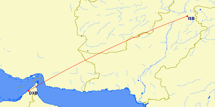 dubai to pakistan distance