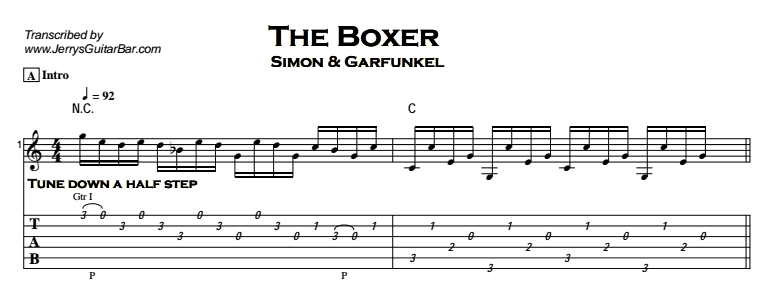 simon and garfunkel the boxer tab