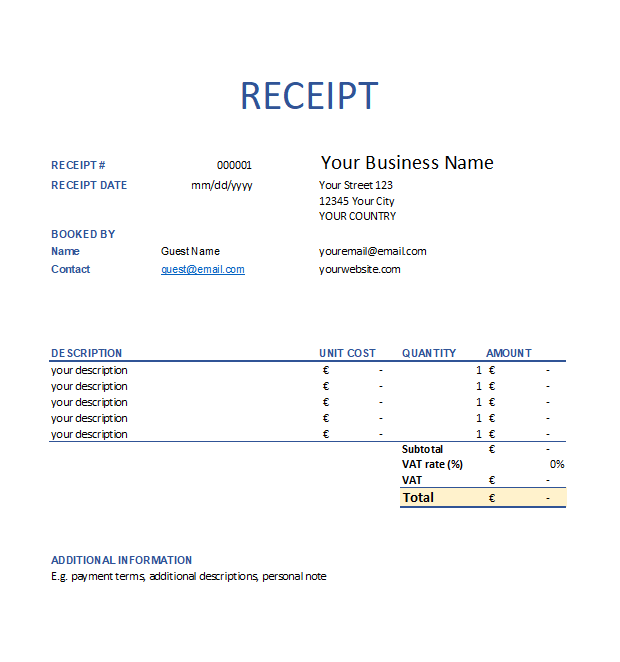 fake hotel receipt