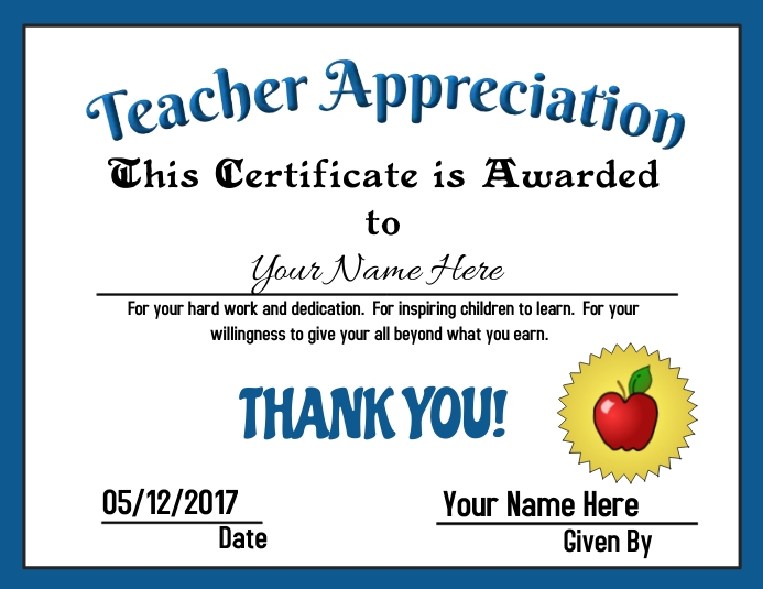 certificate of appreciation for teachers day