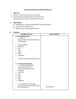 detailed lesson plan in mtb grade 3