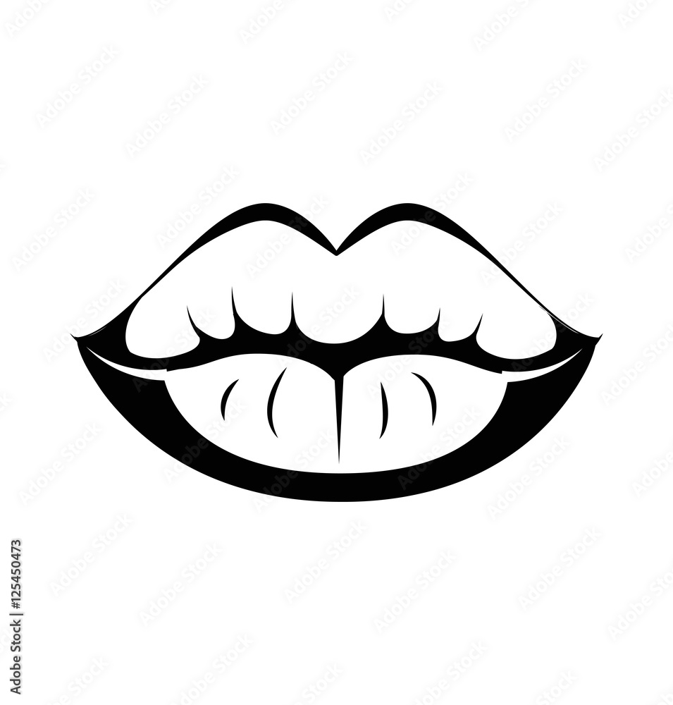 kissing lips clipart black and white