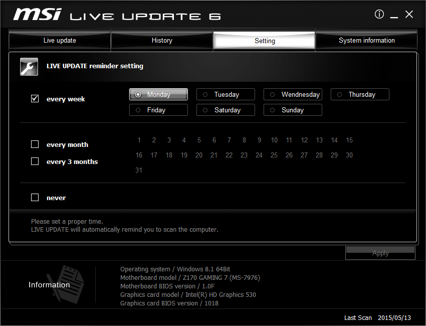 update bios msi