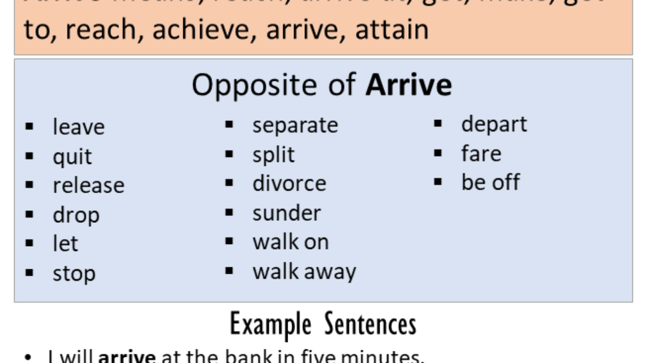 arrive opposite word in english