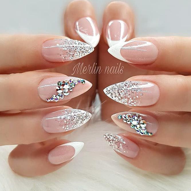 french tip with glitter