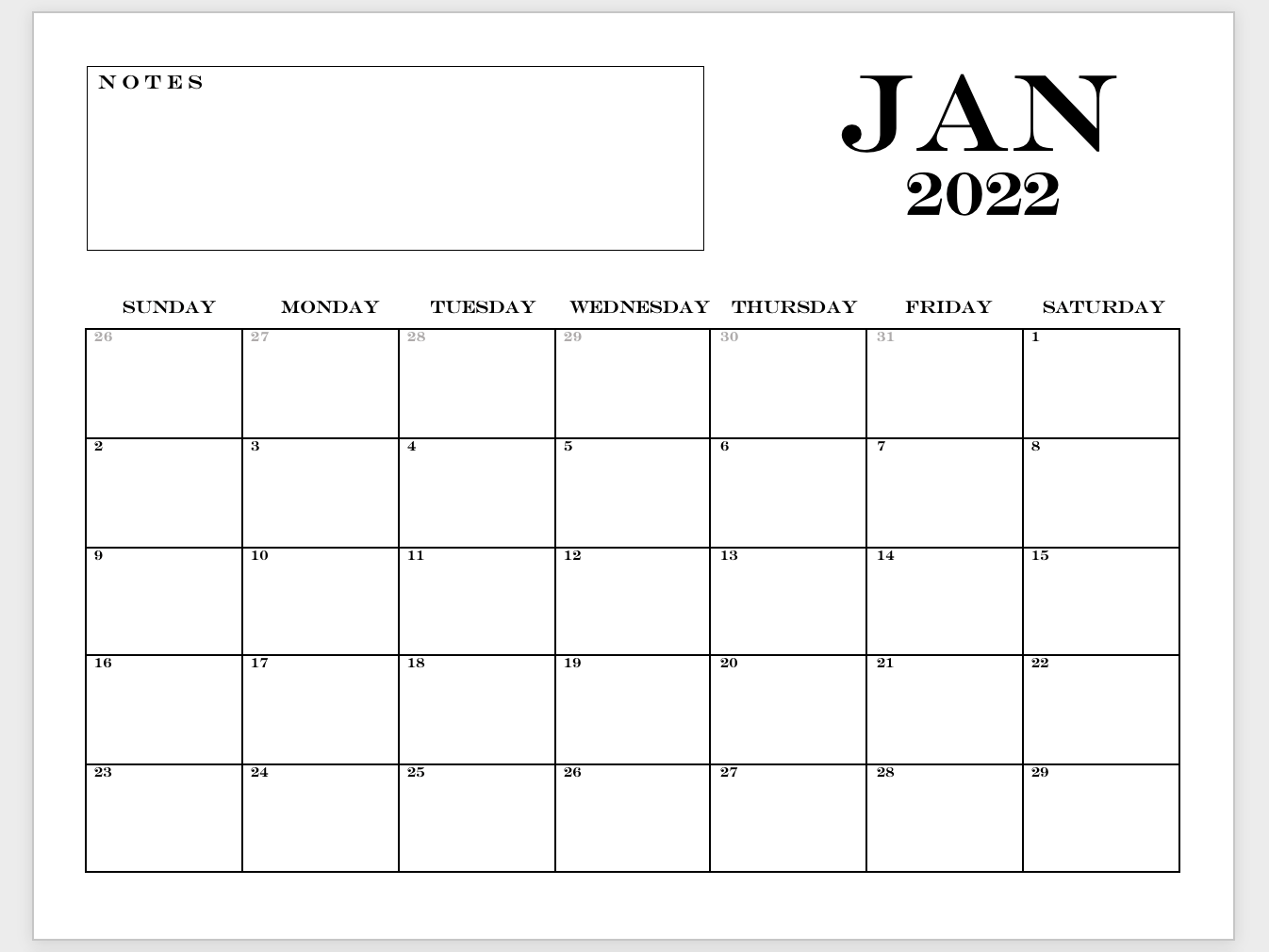 word doc calendar template