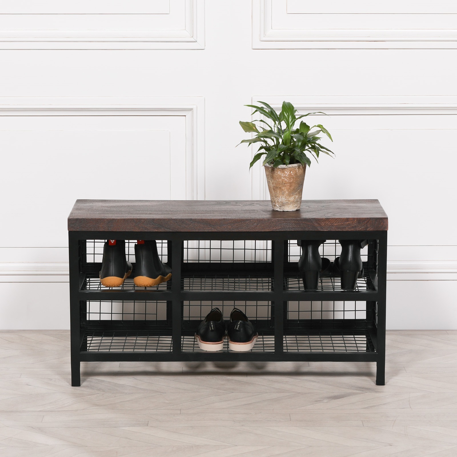 metal shoe storage bench