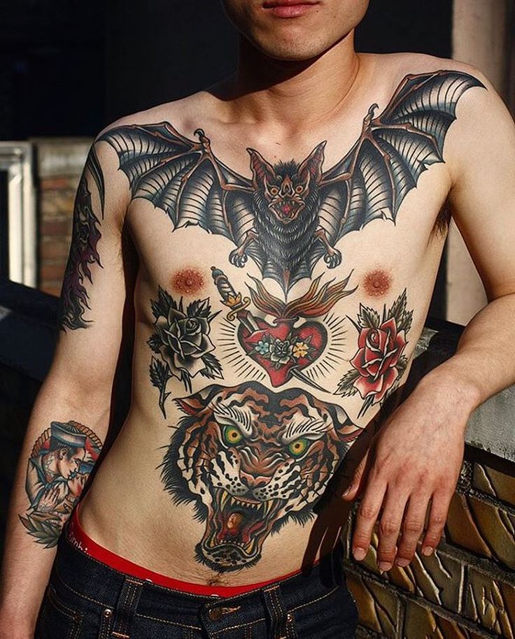 american traditional chest piece