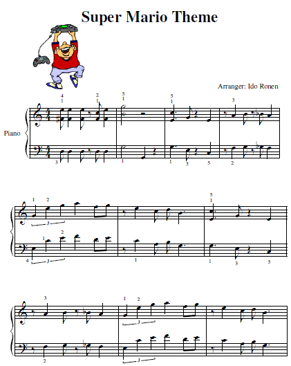 sheet music for mario theme song