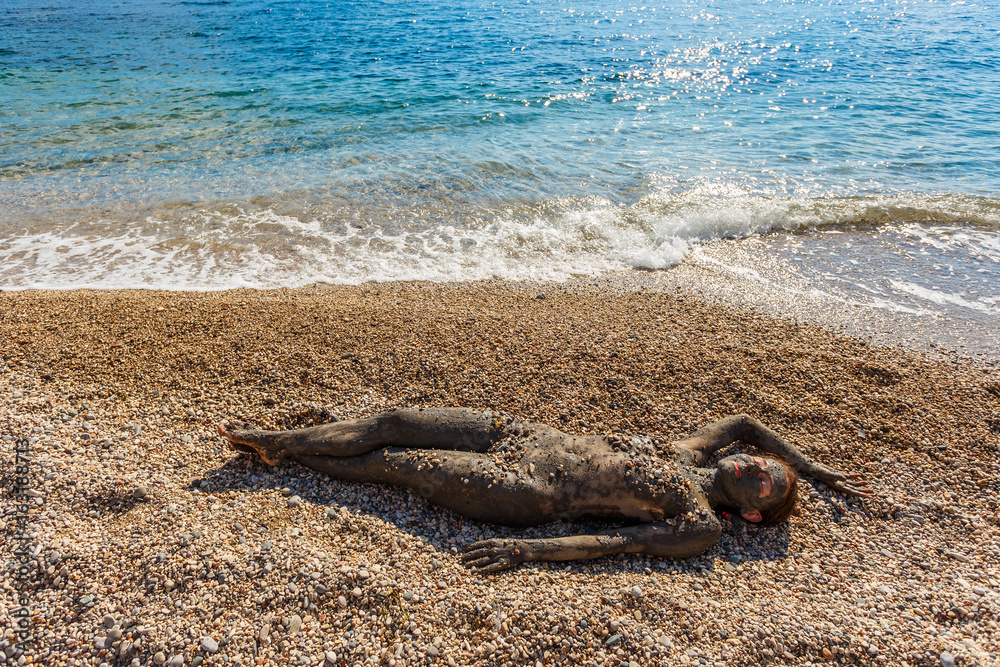 full body beautiful woman natural beach