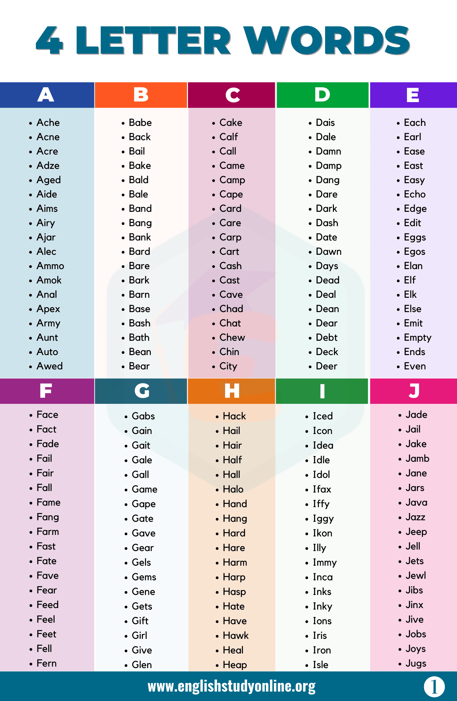 four letter words in english