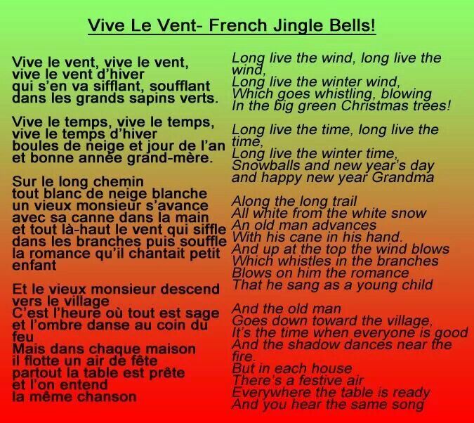 jingle bells in french vive le vent lyrics