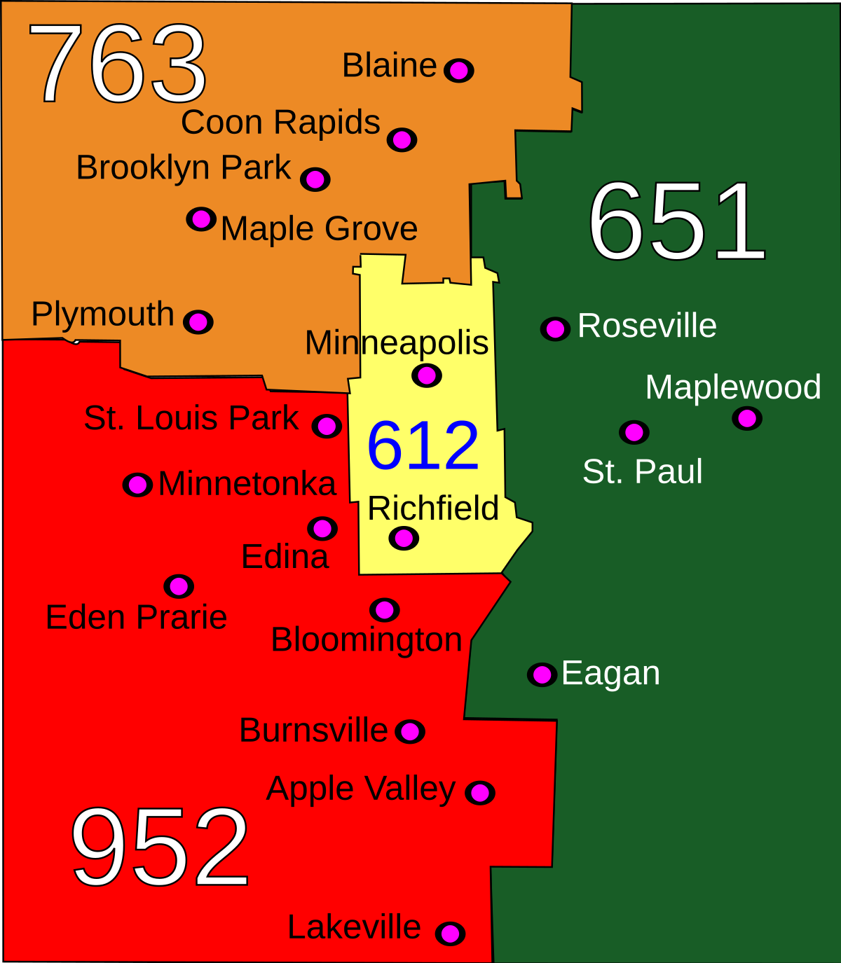 612 telephone area code