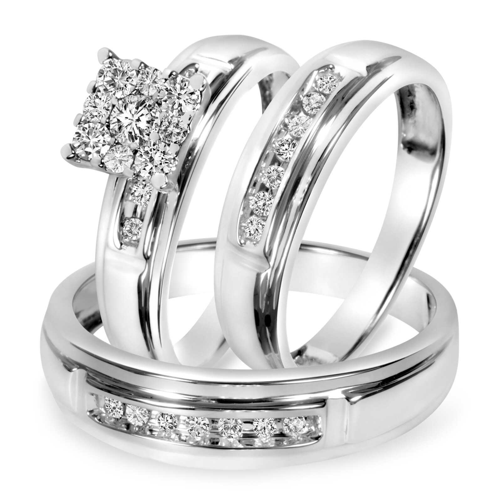 white gold trio wedding ring sets