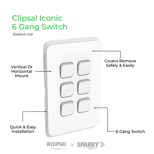 clipsal iconic 6 gang switch