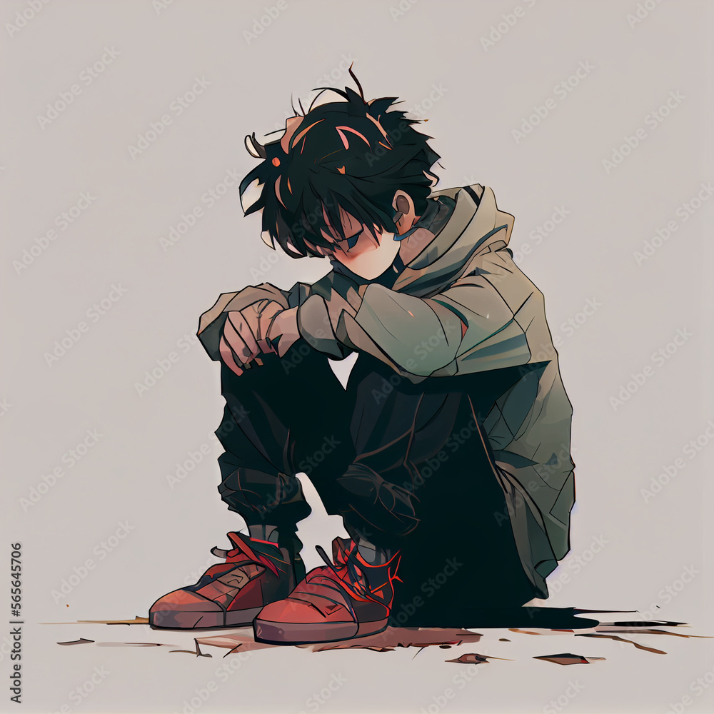 sad boy anime