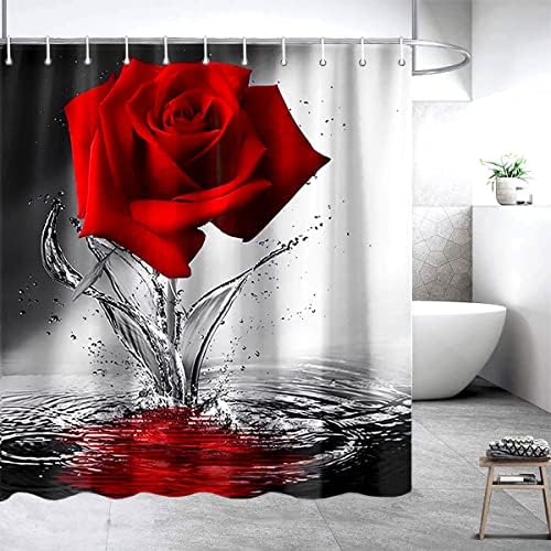 red rose shower curtain