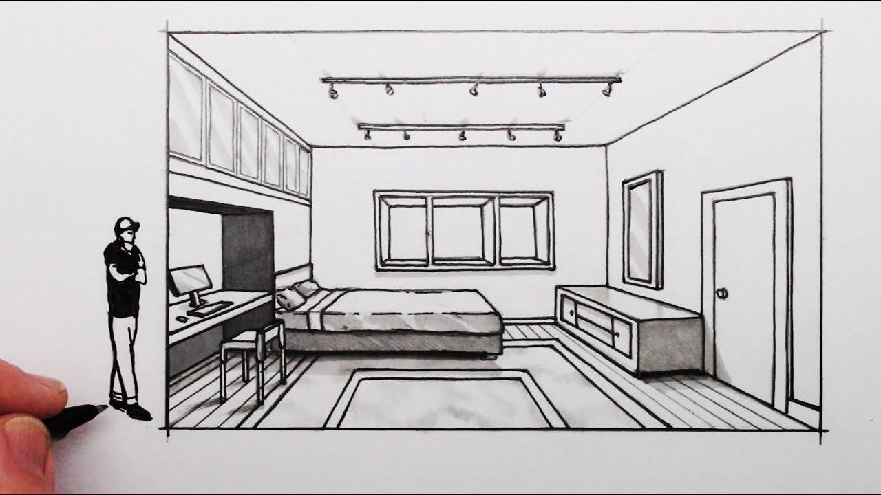 1 point perspective drawing room