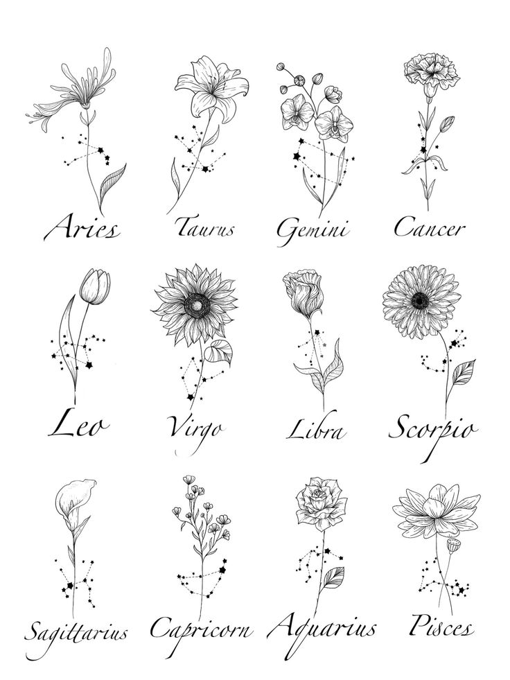 zodiac flower tattoos