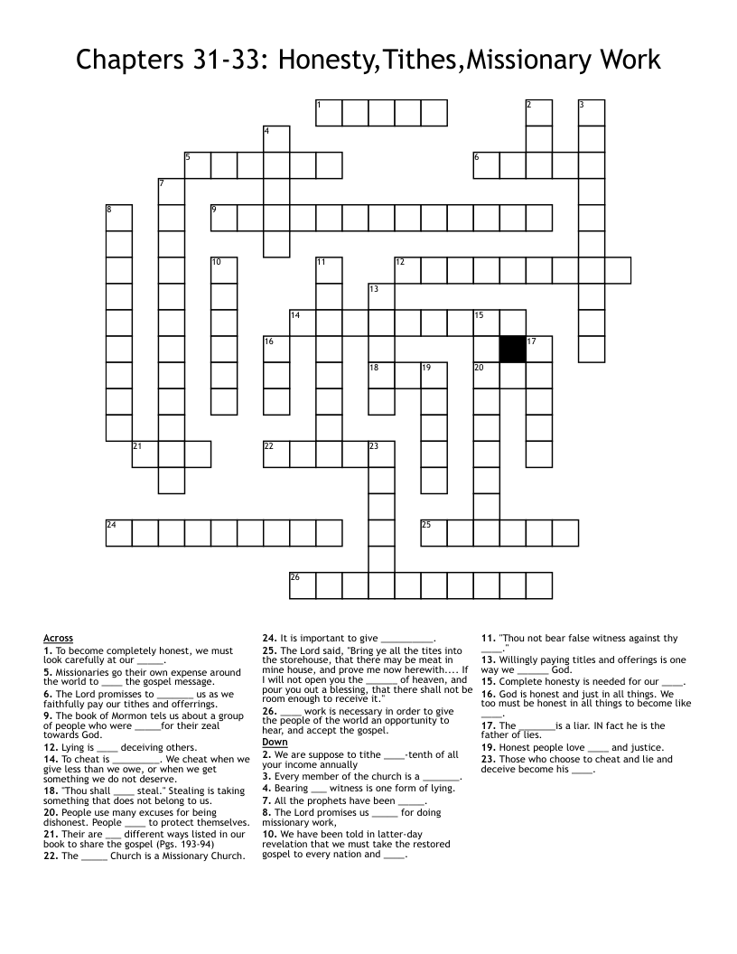 honesty crossword clue