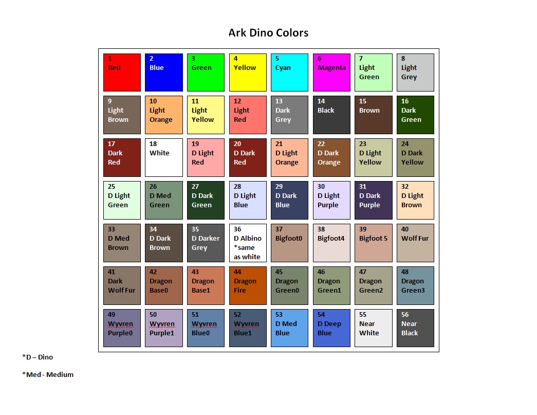 ark dino colors