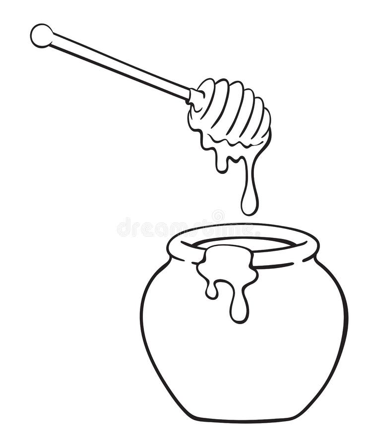 honey jar clipart black and white