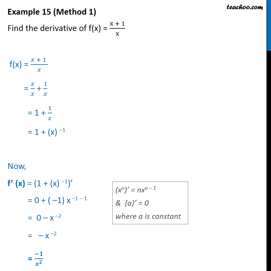 what is the derivative of 1 x