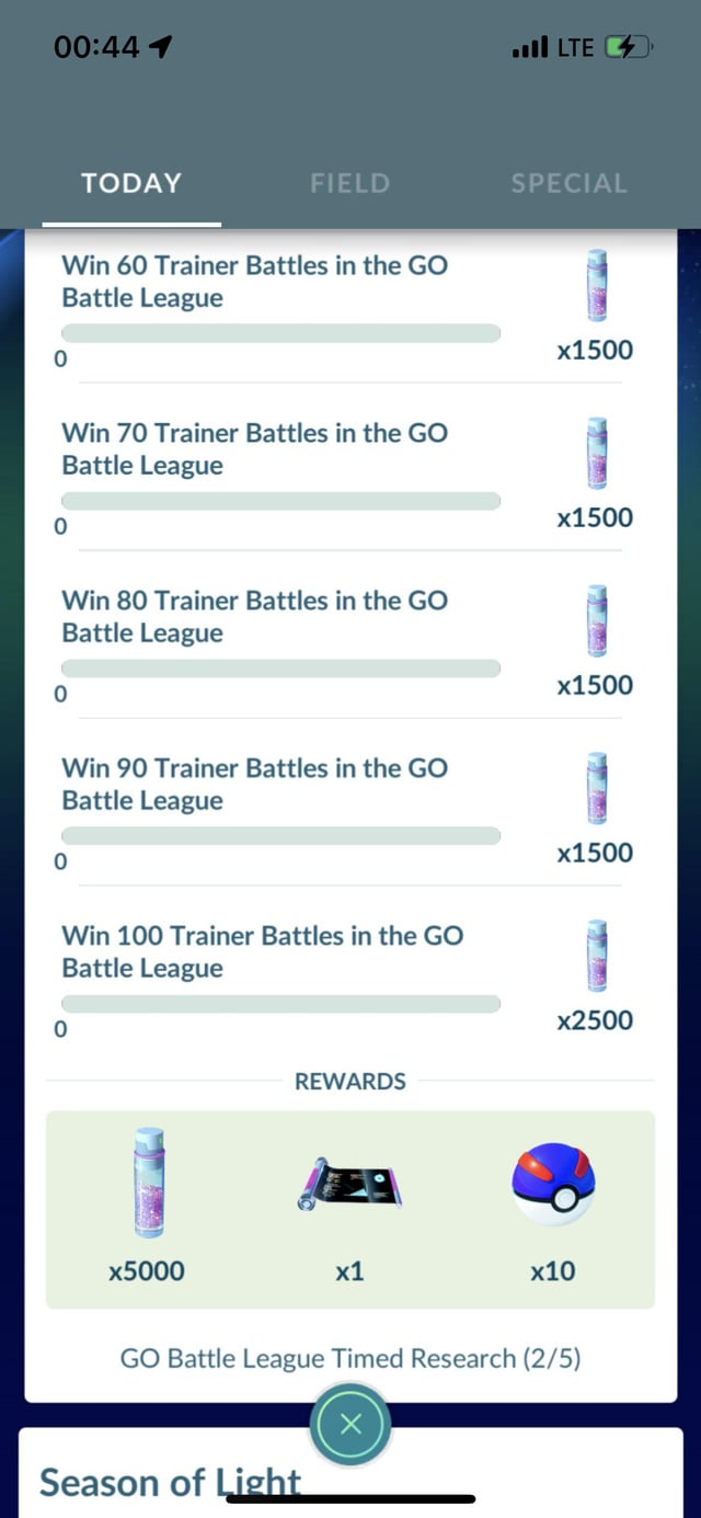 go battle league timed research 2023