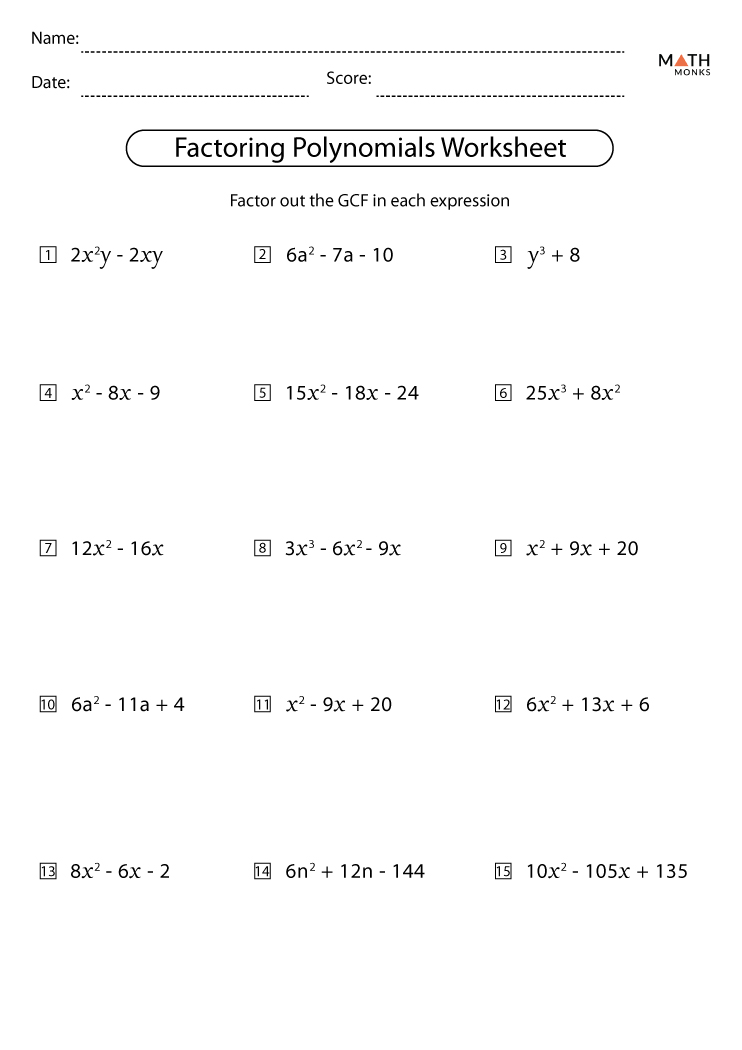 factoring polynomials activity pdf