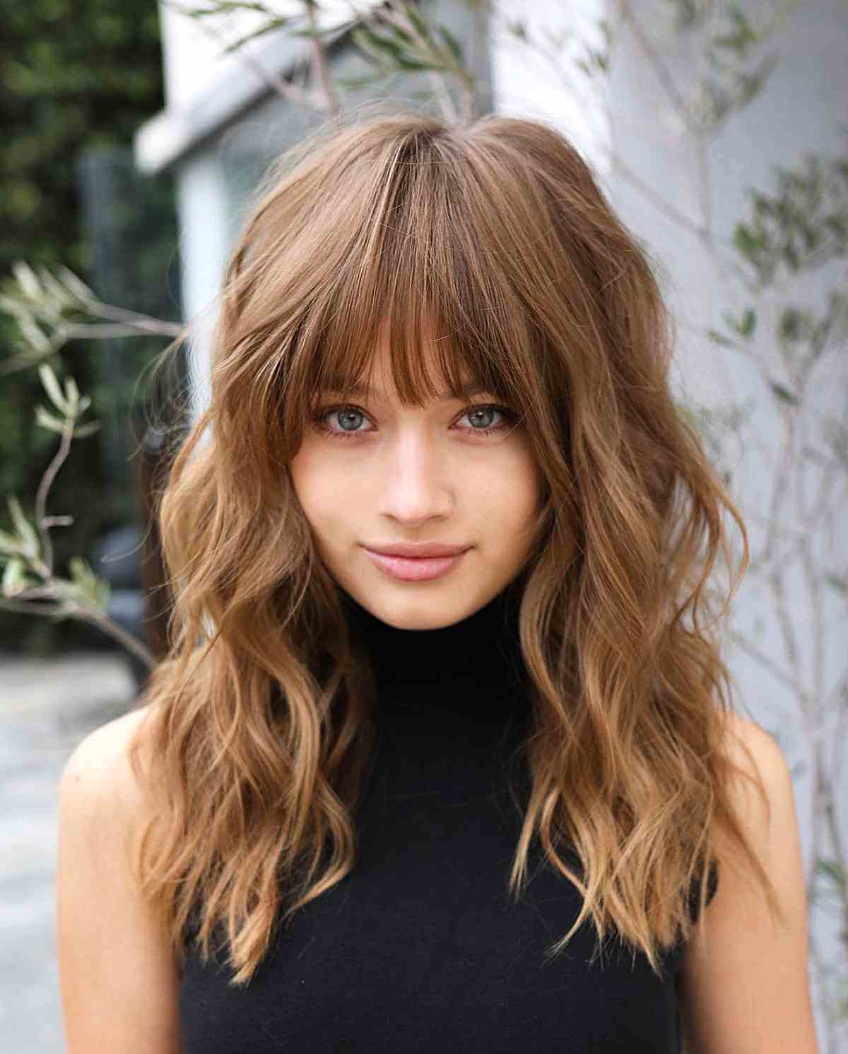 long bangs wavy hairstyles